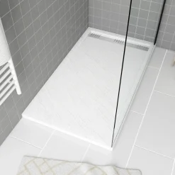 Receveur de douche effet pierre blanc - caniveau - Pedra AURLANE