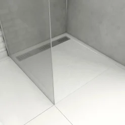 Receveur de douche effet pierre blanc - caniveau - Pedra AURLANE