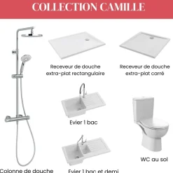 Receveur de douche extra-plat 120x90cm en céramique - blanc - Camille JACOB DELAFON