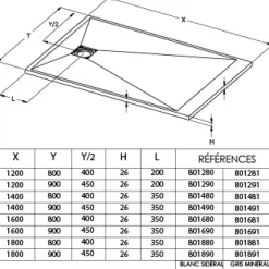 Receveur de douche extra-plat antidérapant - 90x90 cm - blanc - Fiteo PELLET ASC