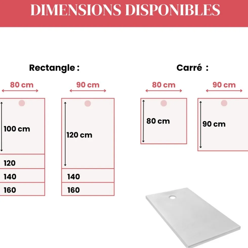 Receveur de douche extraplat antidérapant 140x80cm - texturé pierre blanc mat - Ipso JACOB DELAFON