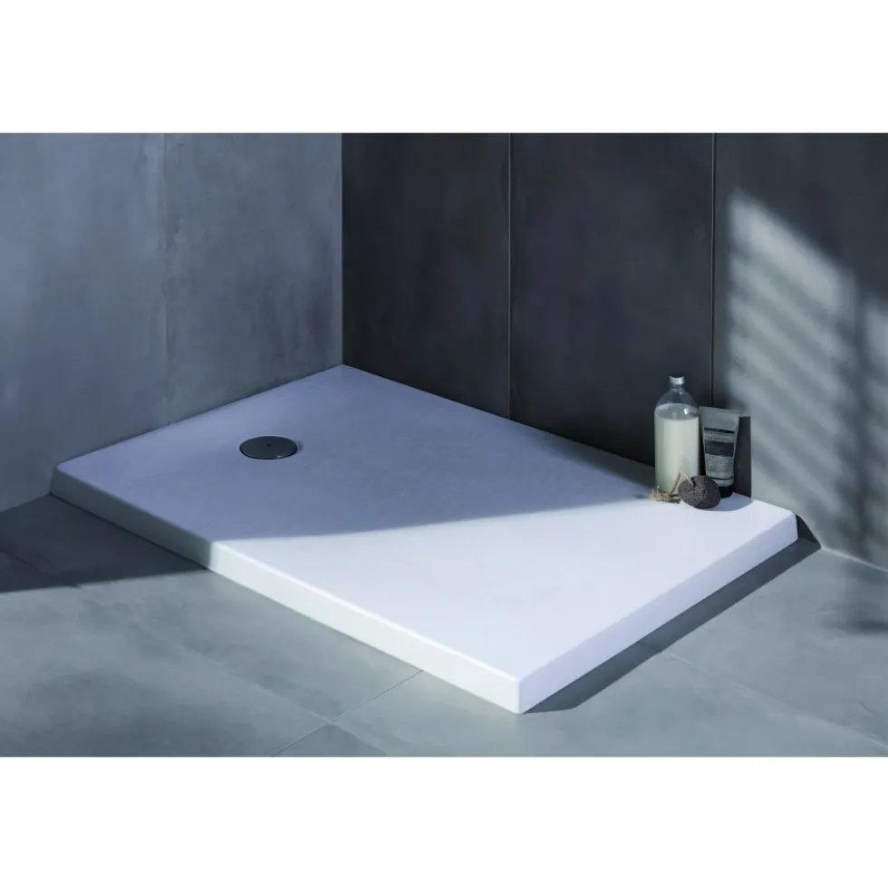 Receveur de douche extraplat antidérapant 140x80cm - texturé pierre blanc mat - Ipso JACOB DELAFON