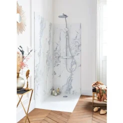 Receveur de douche extraplat antidérapant 100x80cm - texturé pierre blanc mat - Ipso JACOB DELAFON