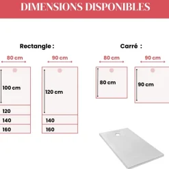 Receveur de douche extraplat antidérapant 100x80cm - texturé pierre blanc mat - Ipso JACOB DELAFON