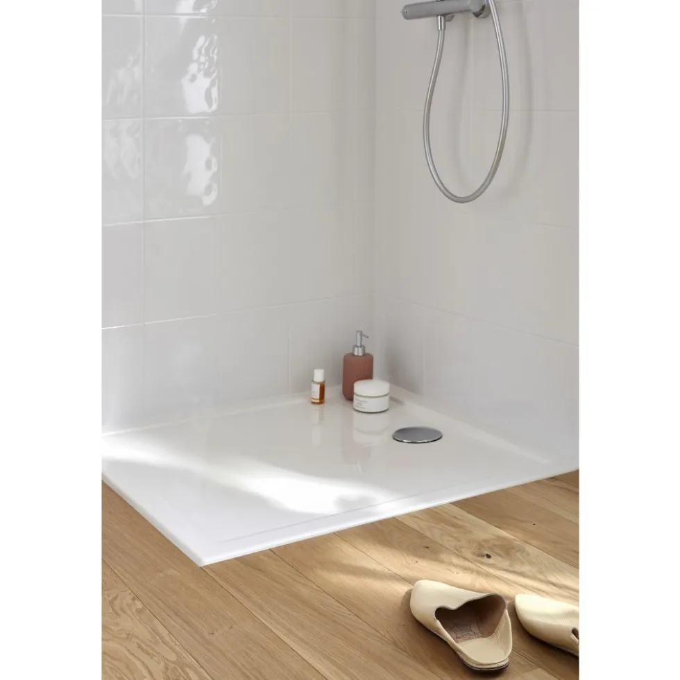 Receveur de douche extra-plat 90x90cm en céramique - blanc - Camille JACOB DELAFON