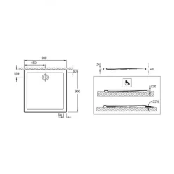 Receveur de douche extra-plat 90x90cm en céramique - blanc - Camille JACOB DELAFON