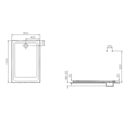 Receveur à poser extra-plat en céramique - 120x80 cm VITRA