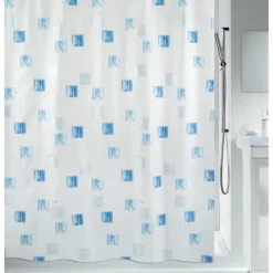 Rideau de douche - 180 x 200 cm - Bleu ciel et Blanc - Polyester - Milano SPIRELLA