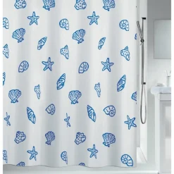 Rideau de douche - 180 x 200 cm - Bleu et Blanc - Polyester - Concha SPIRELLA