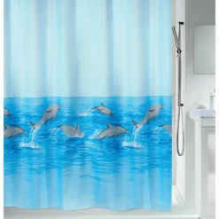 Rideau de douche - 180 x 200 cm - Bleu - Polyester - Motif Dauphin SPIRELLA