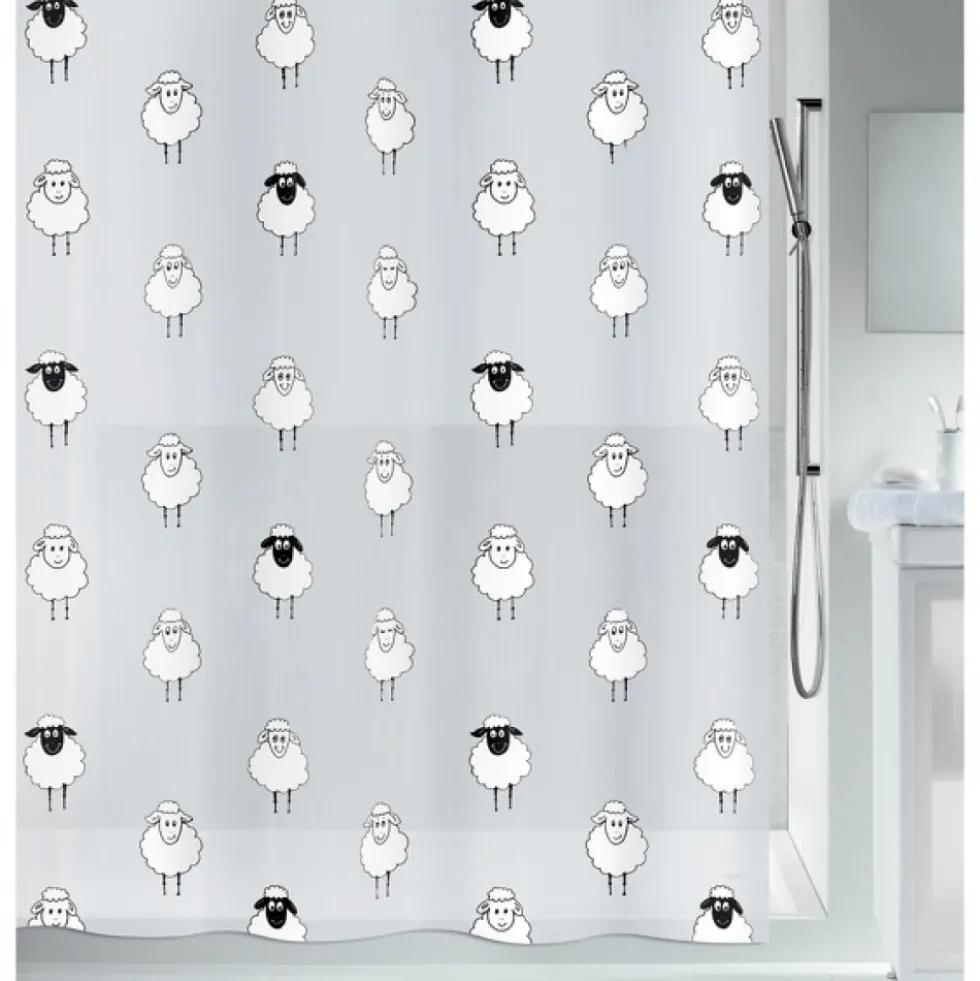 Rideau de douche - 180 x 200 cm - Motif Moutons - Peva - Lena SPIRELLA