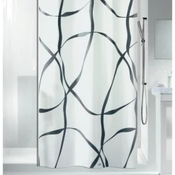 Rideau de douche - 180 x 200 cm - Noir et Blanc - Polyester - Ribbon SPIRELLA