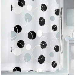 Rideau de douche - 180 x 200 cm - Noir et Gris - Peva - Bubble SPIRELLA