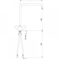 Robinet cuisine sur table - bec angulaire L300 x H290 mm - G66453 DELABIE