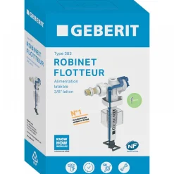 Robinet flotteur type 383 avec alimentation latérale 12x17 mamelon laiton GEBERIT
