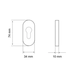 Rosace de sécurité étroite ovale EZ147 clé I - 74x34 mm - inox satiné KARCHER DESIGN
