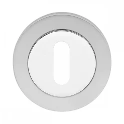 Rosace 3 pièces ronde chromé satiné / inox poli EZ1332 bord droit KARCHER DESIGN