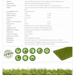 Rouleau de gazon synthétique - 4 x 25 m - hauteur 40 mm JET7GARDEN
