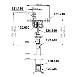 Roulette à boulon double pour porte coulissante - charge 80 kg ROB