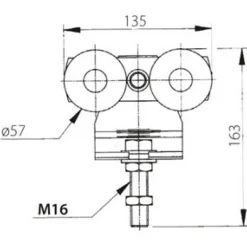 Roulette à boulon double pour porte coulissante - charge 300 kg ROB