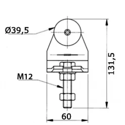 Roulette à boulon simple pour porte coulissante - charge 100 kg ROB