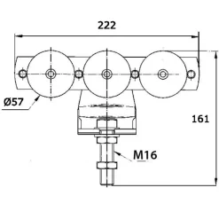 Roulette à boulon triple pour porte coulissante - charge 400 kg ROB