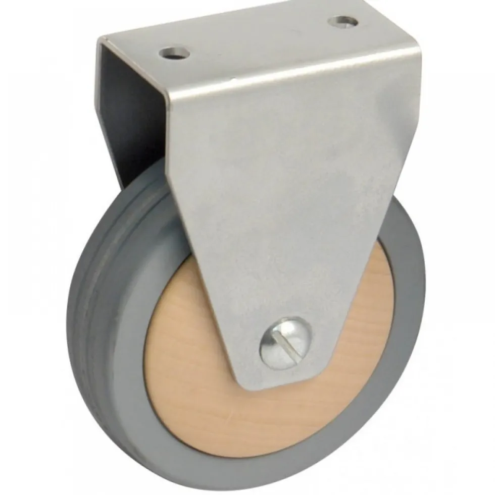 Roulette de meuble fixe - galet bois - charge 70 kg - gris AVL