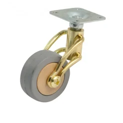 Roulette de meuble pivotante laitonnée - galet bois - charge 50 kg AVL