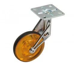 Roulette de meuble pivotante sur platine - roue orange translucide AVL