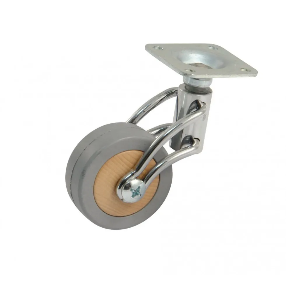 Roulette de meuble sur platine chromée - charge 50 kg AVL