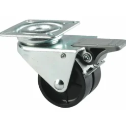 Roulette jumelée, bandage polyamide, sur platine, pivotante à blocage TENTE