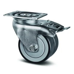 Roulette pivotante double galet - blocage total - platine - Agila Twin TENTE