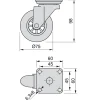 Roulette à roue transparente - sur platine pivotante - par 4 - Slip EMUCA