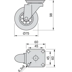 Roulette à roue transparente - sur platine pivotante - par 4 - Slip EMUCA