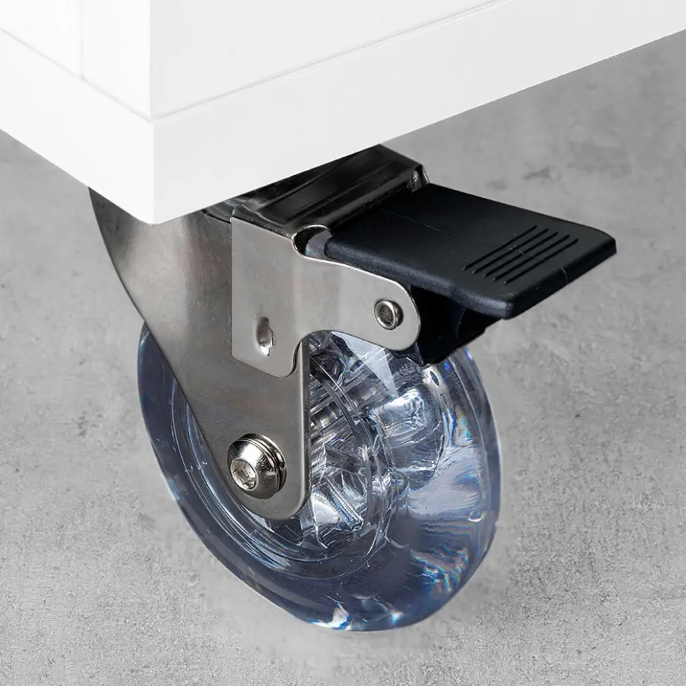 Roulette à roue transparente - sur platine pivotante - par 4 - Slip EMUCA
