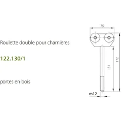 Roulettes doubles à demi-charnière pour porte coulissante ROB