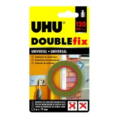 Ruban adhésif Doublefix Extra Fort universel invisible - 1,5 m x 19 mm Uhu
