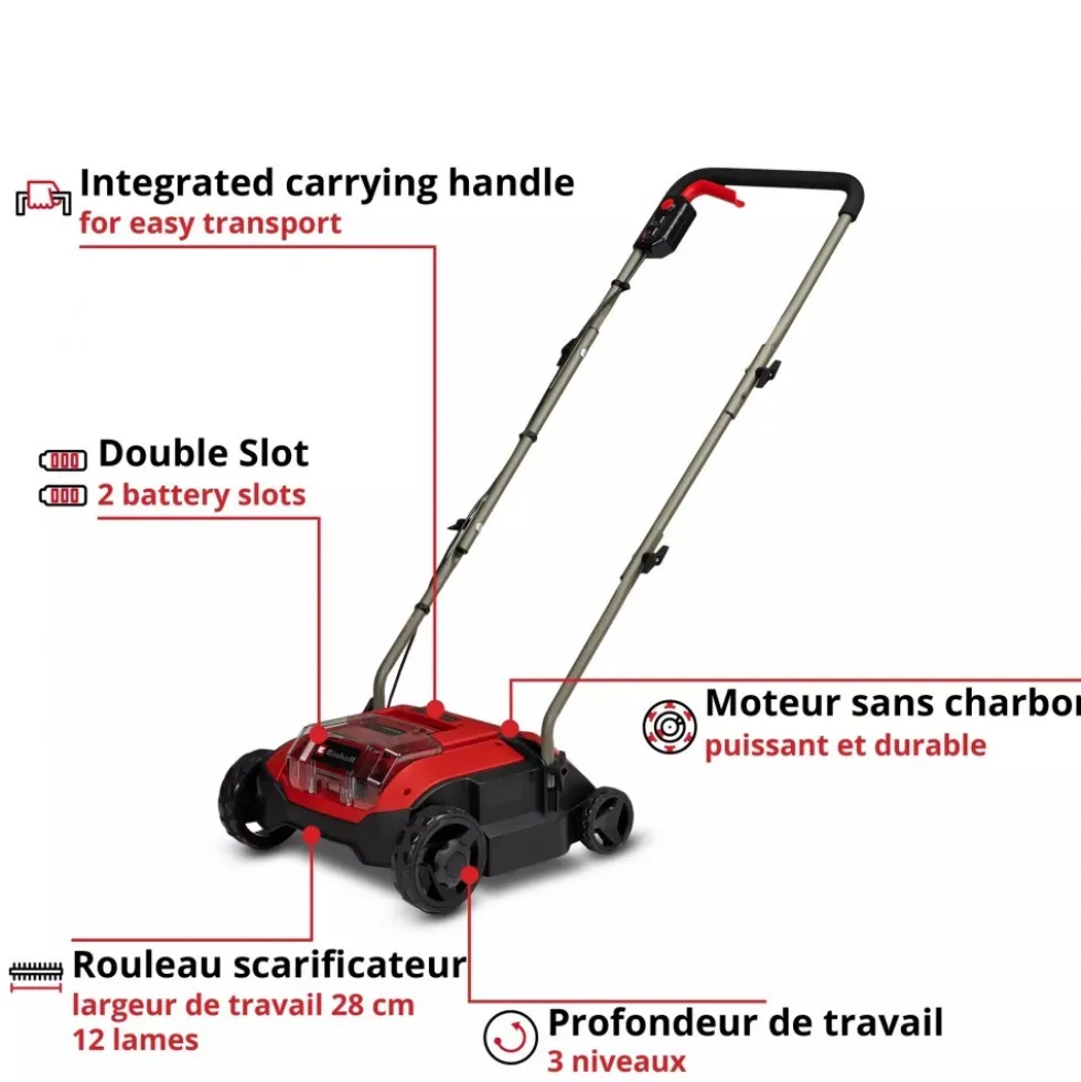 Scarificateur aérateur sans fil - largeur 28 cm - GC-SC 18/28 DS Li-Solo - Power X-Change EINHELL