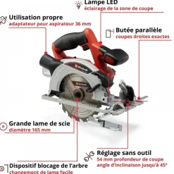 Scie circulaire sans fil - TE-CS 18/165-1 Li-Solo - Power X-Change EINHELL