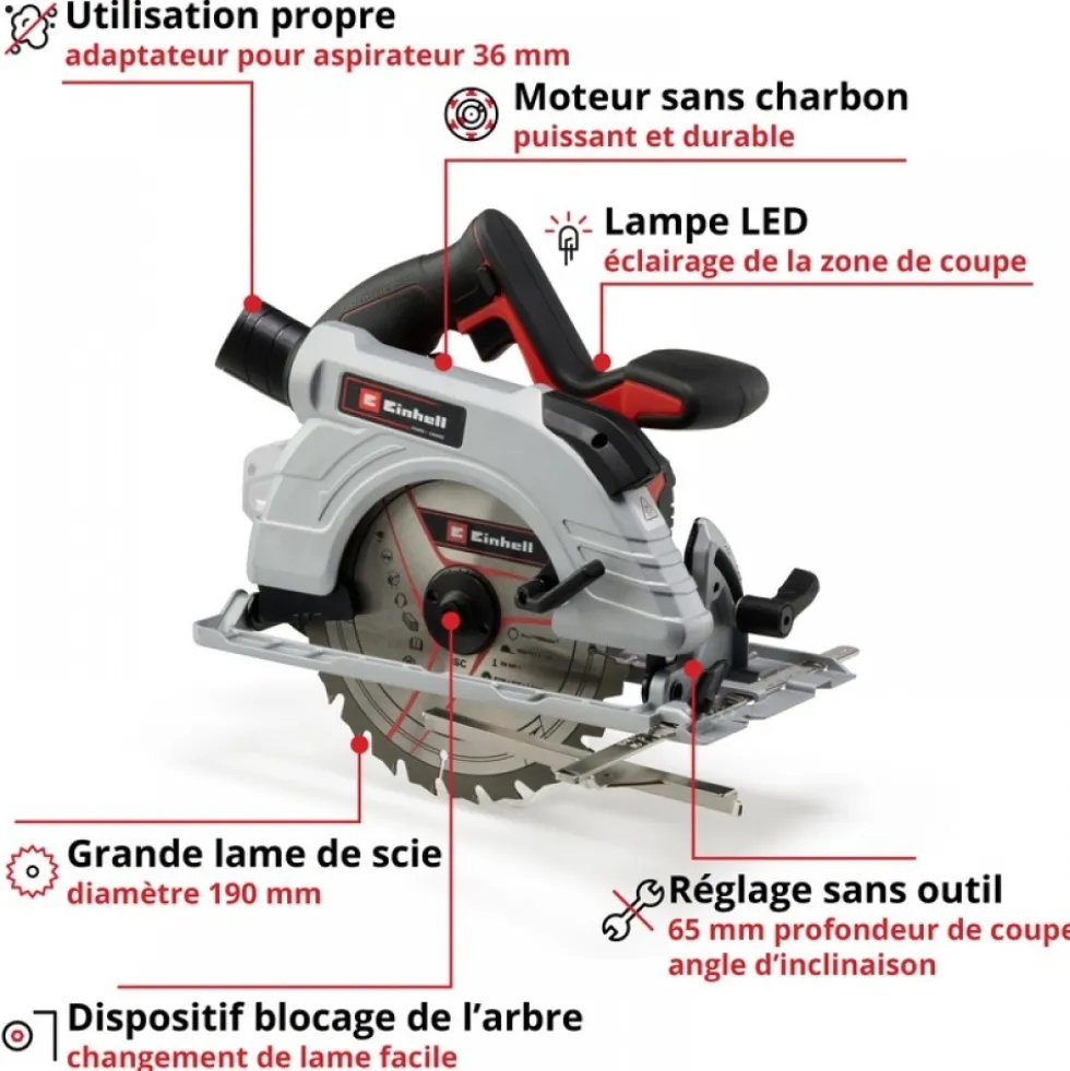Scie circulaire sans fil - TP-CS 18/190 Li BL - Solo - Power X-Change EINHELL PROFESSIONAL