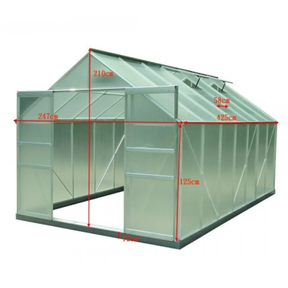 Serre jardin aluminium - 4,25 x 2,50 m - 10,60 m2 HABRITA