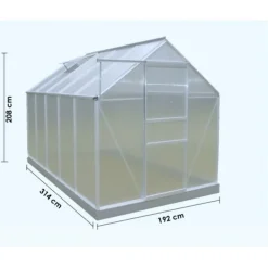Serre jardin aluminium - 1,90 x 3,10 m - 5,90 m2 HABRITA