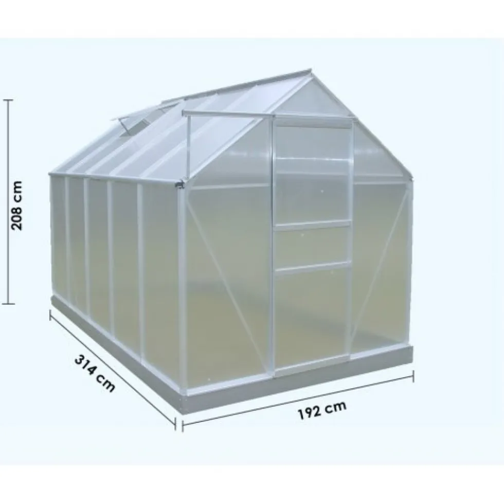 Serre jardin aluminium - 1,90 x 3,10 m - 5,90 m2 HABRITA