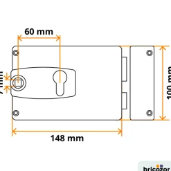 Serrure applique horizontale - grille - cylindre européen - Freelox JPM