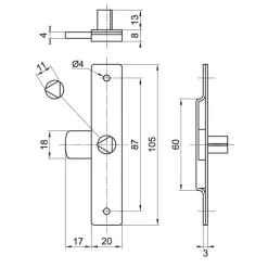 Serrure batteuse EDF, fouillot triangle de 11 mm, acier inox MÉTALUX