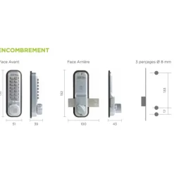 Serrure à code mécanique - pêne dormant en applique - 2200 UNITECNIC