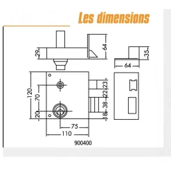 Serrure de grille en applique - verticale - extra renforcée - 900400 JPM