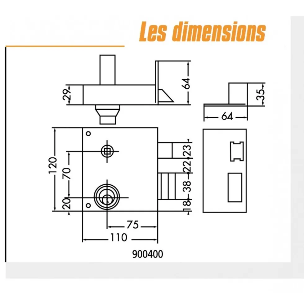 Serrure de grille en applique - verticale - extra renforcée - 900400 JPM