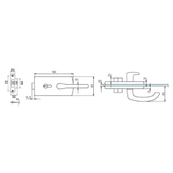 Serrure de miroiterie à cylindre - béquille et bouton - Lagune 4037 ASSA ABLOY