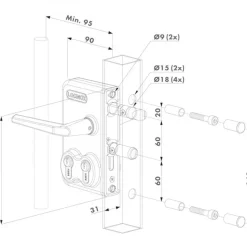Serrure de portail battant - double cylindre - accès pompiers - LDKZ D1 LOCINOX